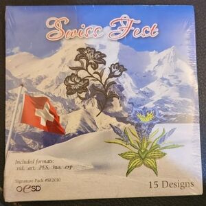 OESD Swiss Fest #SF2010 Embroidery Design CD 25  Flowers,  Switzerland Alps